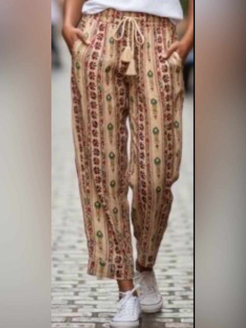 HAUTE HIPPIE India Bohemian Pull-On Straight Leg Cotton Pants Multi Printed L - Picture 2 of 16